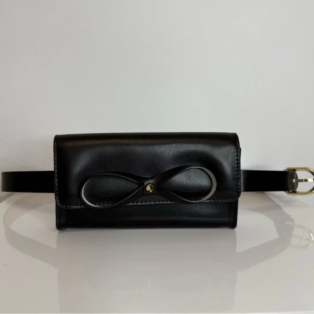 Kate Spade NWT Black Belt Bag with Bow Accent ♠️ - Picture 3 of 10